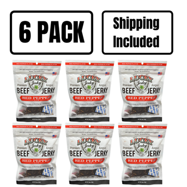 Red Pepper Beef Jerky | 3 oz. Bag | Perfect Balance Of Beef, Pepper, & Brown Sugar | Tender Cut Pieces | Burst Of Spicy Flavor | All Natural | Carefully Cooked, Cut, & Trimmed | Nebraska Cattle | Rich Source Of Natural Protein | 6 Pack | Shipping Included